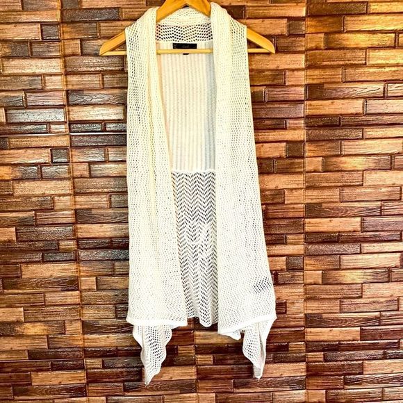 Vintage cream Slonl Crochet sleeveless retro Cardigan - Picture 1 of 8